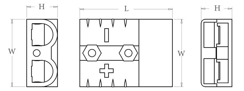 size of 50A anderson power connector